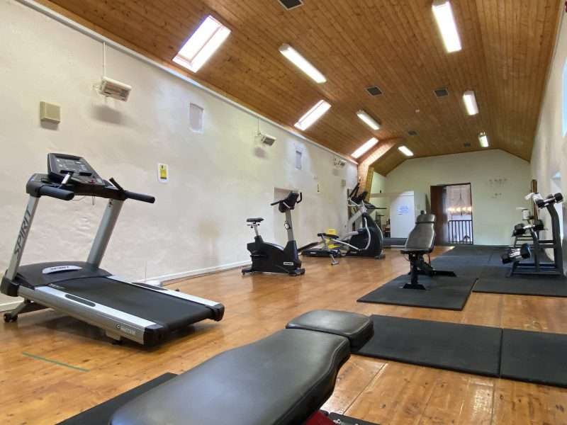 Indoor gym with wooden floor