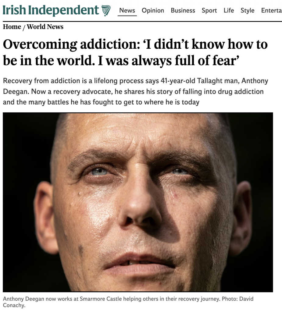 Irish Independent newspaper overcoming addiction